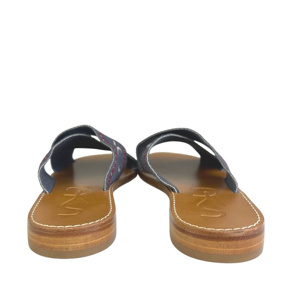 Santa Ynez General Sagunto Women's Blue Criss Cross Strap Slide Sandals Size 6.5 - Picture 3 of 6